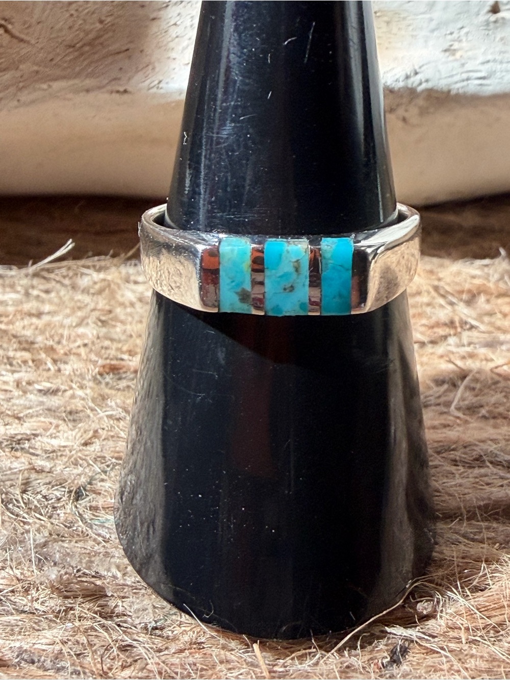 Turquoise Inlay Sterling Silver Women's Ring